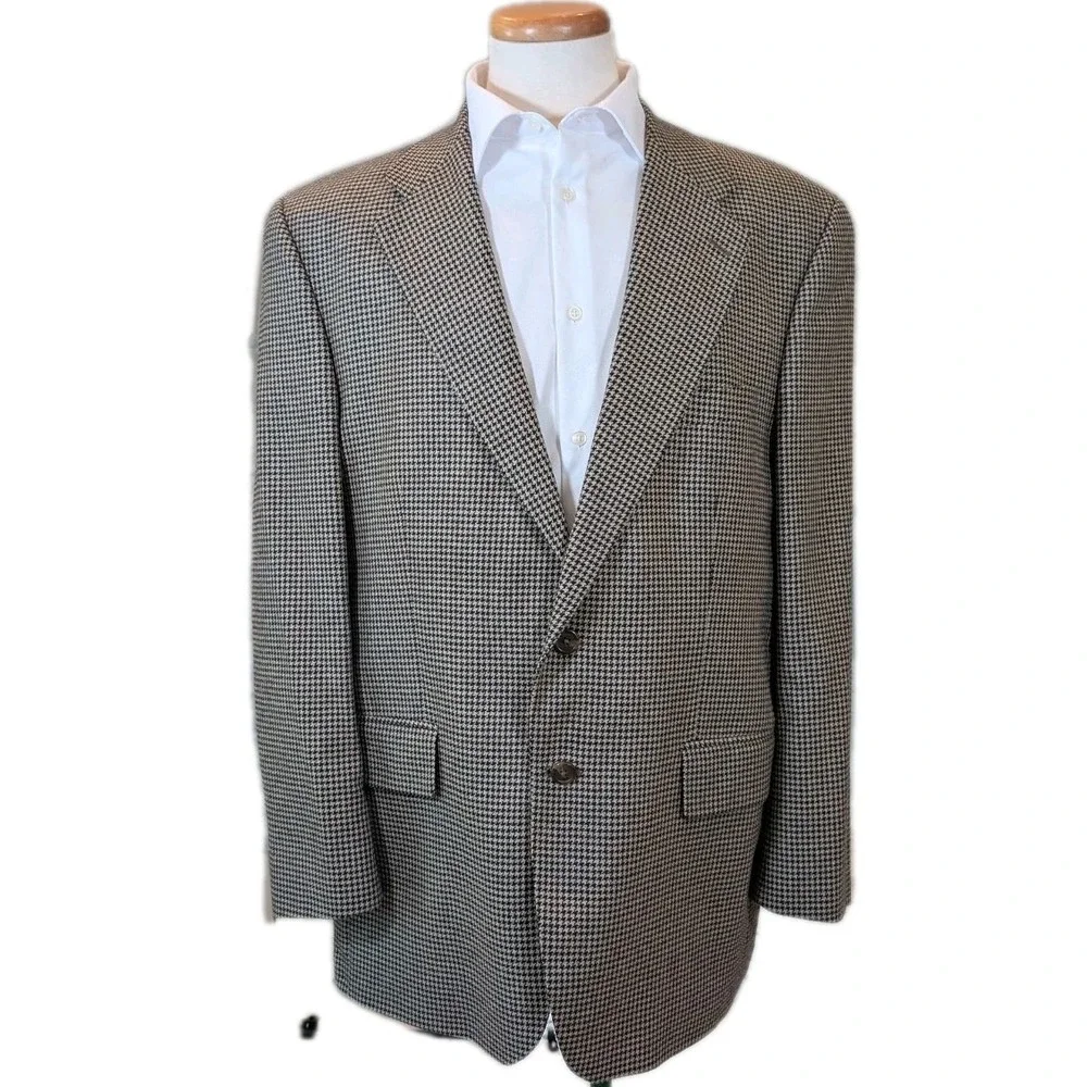 VINTAGE Polo Ralph Lauren Blazer Mens 44R Houndstooth University Club Sport Coat